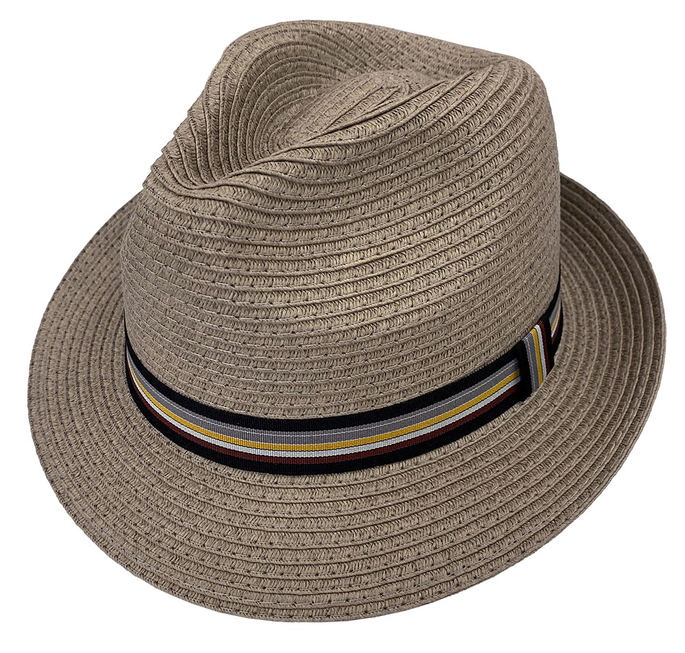 Orleans Pinch Front Fedora with Striped Band - Brimmed Hats